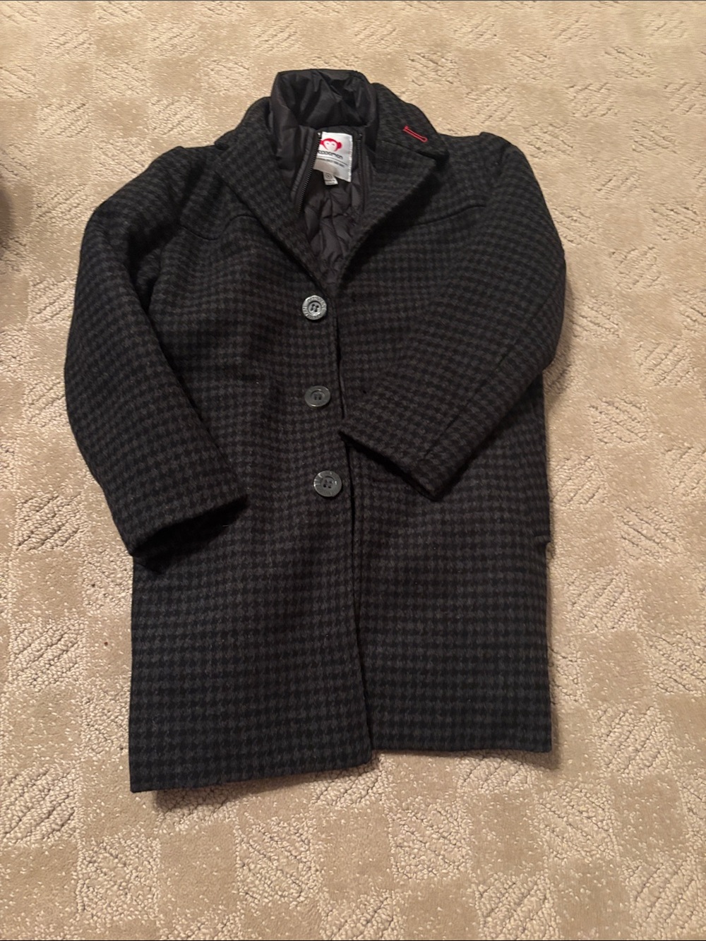 Appaman Kids Dark Grey Houndstooth Button-Front Coat